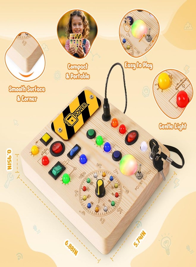 OAKJAR Busy Board with Led Light, Montessori Toys for 1-3 Years Old Boys Girls Wooden Toddler Toys Birthday Gift Educational Toys for 1+ Year Old, Toddler Travel Toy Sensory Toys for Kids with Autism - Image 3